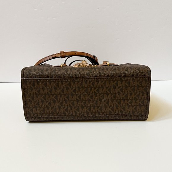 Michael Kors Hamilton Small Satchel Shoulder Crossbody Bag MK Brown - Picture 4 of 11